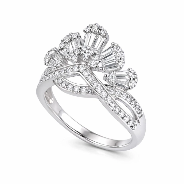 ISHQNAIN Women's 925 Sterling Silver Royal Tiara Crystal Ring, Romantic Promise Gift