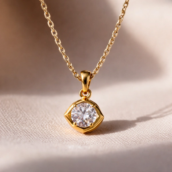 ISHQNAIN Women's Premium Gold Tone Finish Crystal Bloom Pendant Necklace, Romantic Floral Gift