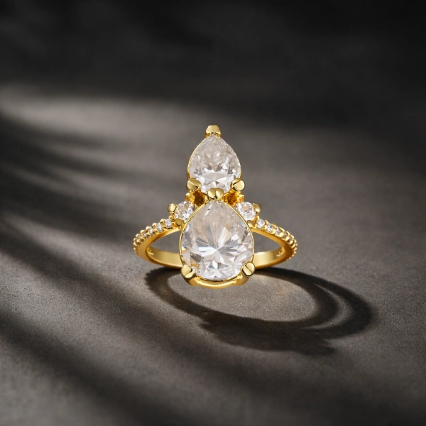ISHQNAIN Women's Premium Gold Tone Finish Celestial Star Open Wrap Ring, Romantic Promise Gift